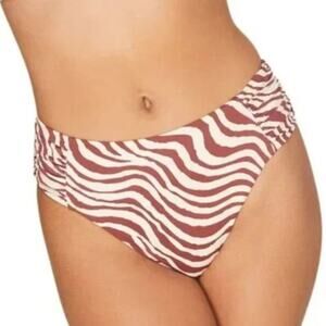 NWT Andie Swim Truffle Bias Stripe Hipster Bikini Bottom Large 90s Low Rise